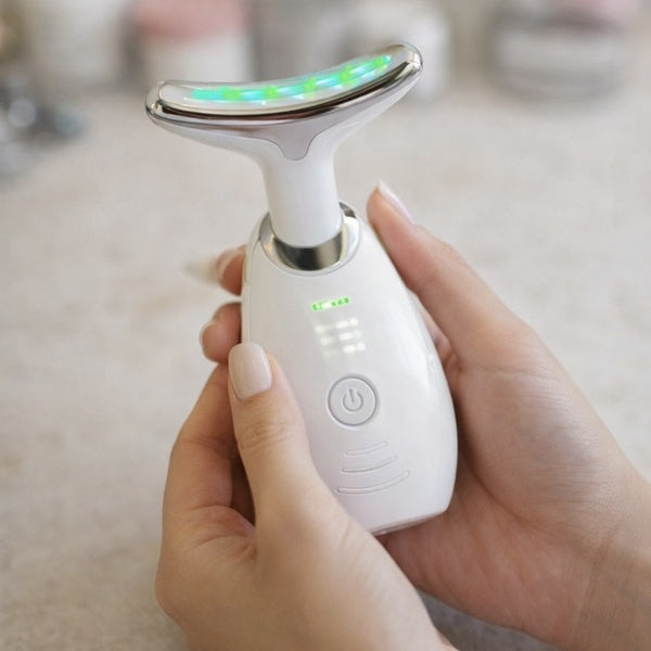 Masajeador de cara, cuello y papada con vibración y LED