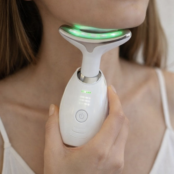 Masajeador de cara, cuello y papada con vibración y LED
